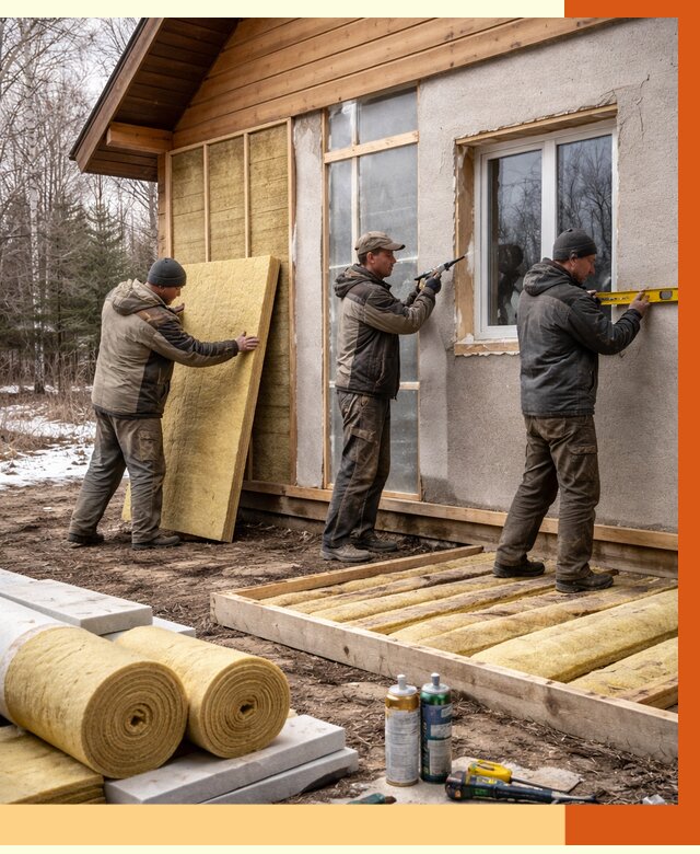 Утепление дачного дома в Морозовске от 4876 руб/м2 — недорого | ТепломастерМрз