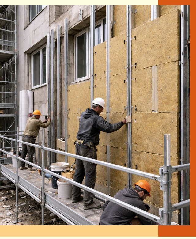 Утепление вентилируемого фасада в Морозовске от 5749 руб/м2 — монтаж и утепление вентфасад | ТепломастерМрз
